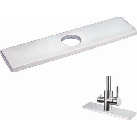 2Pcs 304 Stainless Steel Sink Faucet Base Plate 10 Inch Kitchen Sink Faucet Hole Cover Deck Plate Escutcheon 1 Hole Long Rectangle Cover Plate for Kitchen or Bathroom for DIY