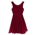 thumbnail image 4 of Jizyo Women V-Neck Chiffon Ballet Dance Dress Gymnastics Leotard Dress Lyrical Dance Costumes Wine Red XS, 4 of 7