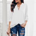 thumbnail image 2 of Womens Summer Outfits, Womens Shirts, Stylish Women Blouses Chiffon V Neck 3/4 Sleeve Elegant Work Shirt Casual Tunic Tops for and Daily Wear, 2 of 5