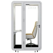 Solo Office Sound Booth Pod Audio Privacy, Mobile Roller with Desk, LED Light, Fans and AC USB Ports