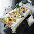 thumbnail image 4 of Rectangle Tablecloth Waterproof for Kitchen, Summer Rustic Sunflowers Floral Black Plaid Polyester Wrinkle Textured Tablecloths, Indoor/Outdoor Decor Desktop Protectors Tablecloths, 60"x120", 4 of 6
