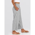 thumbnail image 5 of ANRABESS Women Striped Gingham Wide Leg Palazzo Pants Casual Lounge Cropped PJ Bottoms Comfy Cute Plaid Pants with Pockets Black White Stripe Large, 5 of 8