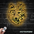 thumbnail image 5 of Craftnamesign Floral Wolf Metal Wall Art LED Light, Wolf Sign Home Decor, Ideal for Home Decor, 5 of 5