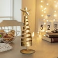 thumbnail image 2 of CASAFUN Iron Pentagram Christmas Tree Ornaments,Fake Tree Snow Frost Trees,Bottle Brush Trees Desktop Christmas Tree Mini Decor Golden Iron,Nativity Decor Home Party Decor, 2 of 5