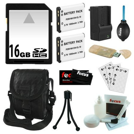 Essential Accessories (Essential Accessory Kit for Nikon Coolpix S100, S3100, S3300, S4100, S4300 + 16GB SDHC C10 + EN-EL19 Battery (900 Mah) + Rapid AC/ DC Charger + USB 2.0 Card Reader)