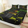 thumbnail image 3 of jejeloiu Basketball Sport Game Bed Sheets,Geometric Honeycomb Hexagon King Sheets,Black Yellow Green Sheet Set For Girls Boys,Luxury Bedroom Decor,4 Pieces, 3 of 7