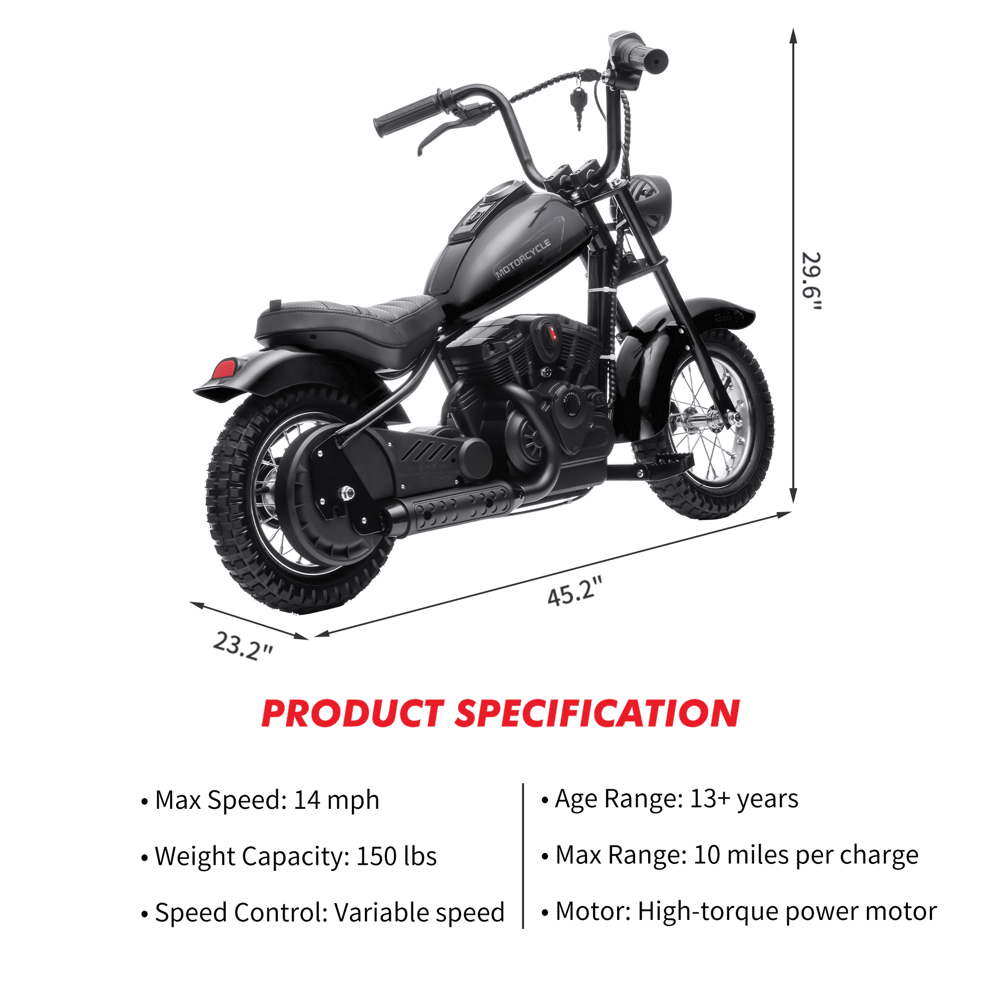 Roromall 24V Electric Dirt Bike, 250W Electric Motorcycle w/LED Light, Leather Seat- 2 Speed Max Up to 14MPH & 60 Minutes Continuous Motorbike