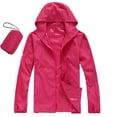 thumbnail image 4 of WTOBBY Women's Solid Color Hooded Windbreaker Jacket - UPF 50+ Sun Protective Long Sleeve Coat for Outdoor Sports, Daily Wear and Travel ,Hot Pink M, 4 of 5