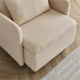 thumbnail image 3 of Modern Teddy Fabric Accent Chair with Metal Legs,Upholstered Cozy Comfy Reading Armchair,Furry Single Club Sofa with Slim Armrest for Living room,Bedroom&nbsp;and&nbsp;Corner,Beige, 3 of 5