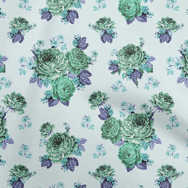 oneOone Cotton Poplin Sky Blue Fabric Florals Sewing Craft Projects Fabric Prints By Yard 56 Inch Wide