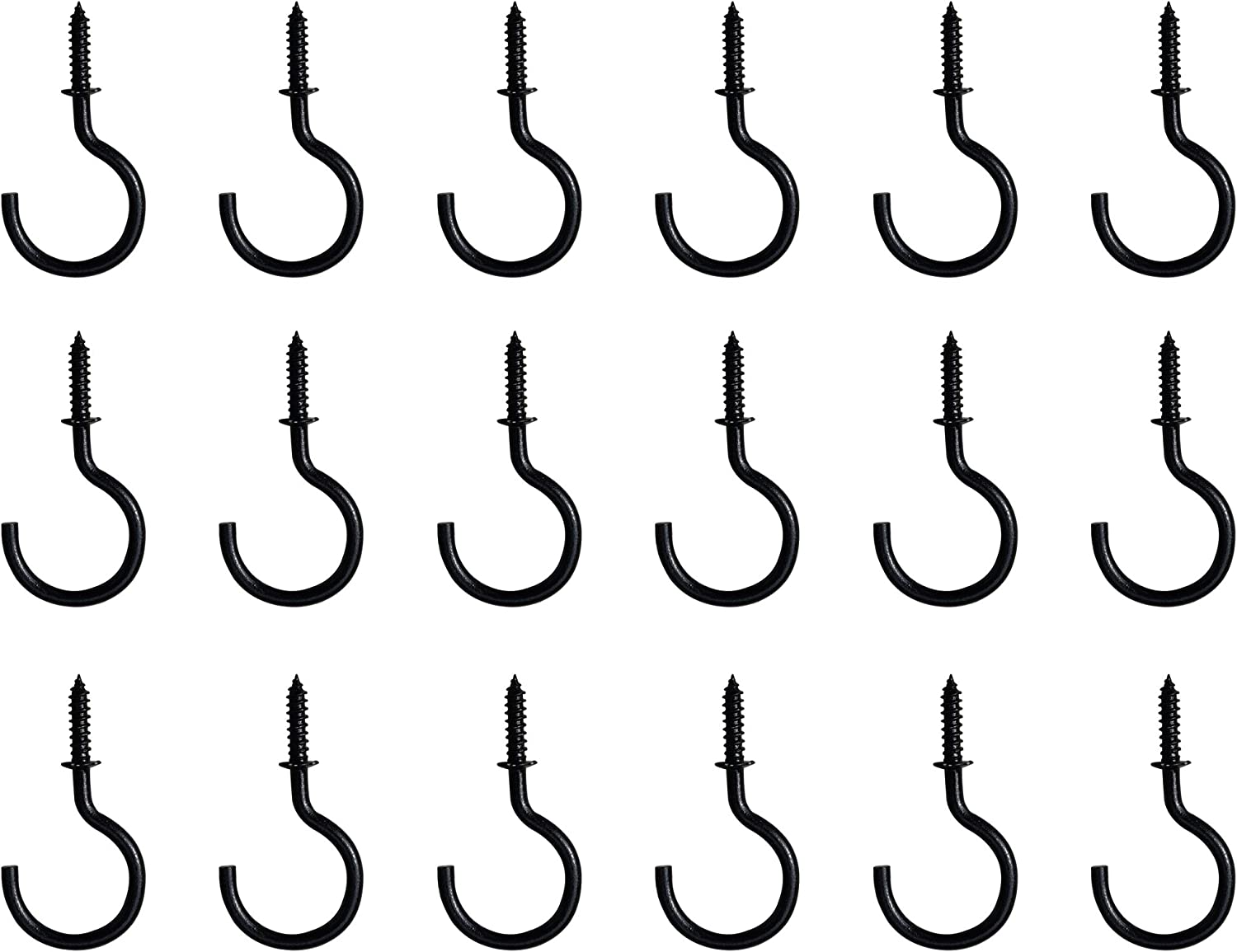 Metal Cup Hook, Pack of 18, Black, Premium Steel Screw Hooks, Command