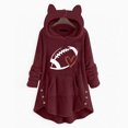 thumbnail image 2 of XZNGL Womans Casual Printing Plush Buttons Long Sleeve Hooded Plush Coat Top, 2 of 3