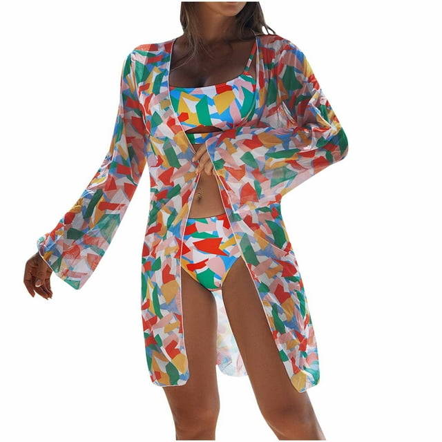 Trajes de Baño de Bikini de Mujer con Correas Impresas V Sexy Split Set de Tres Piezas, Diseño de Corte Alto para la Piscina de Playa Y las Vacaciones de Verano