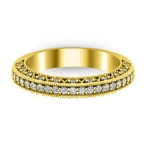 RKC Moissanite Wedding Band Ring For Her 925 Sterling Silver Yellow Gold Over Wt 4 gm Width 3.50 MM