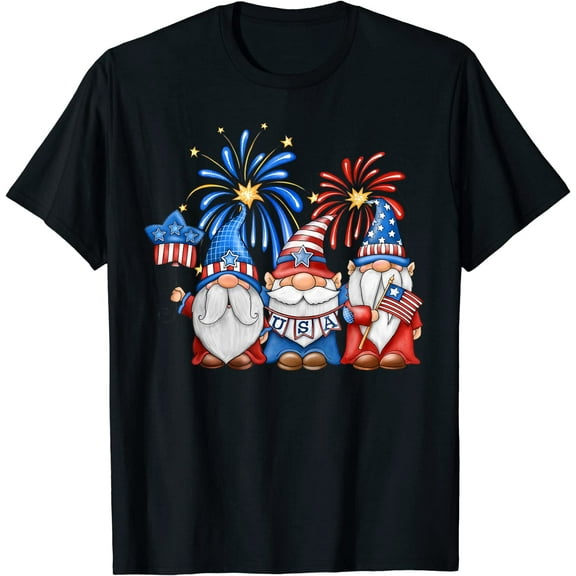 4th Of July American Gnomes Celebrating Independence Day T-Shirt