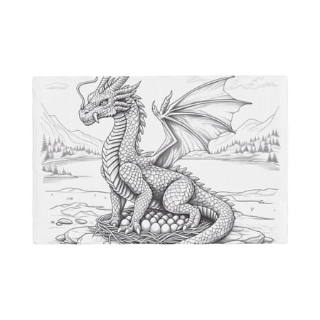 

Table Placemats Set of 6 - Dragon Nest Sketch 12x18 In Faux Linen Double Heat Resistant Place Mats Cloth Indoor/Outdoor Placemats Washable Table Mats for Dining Kitchen Party