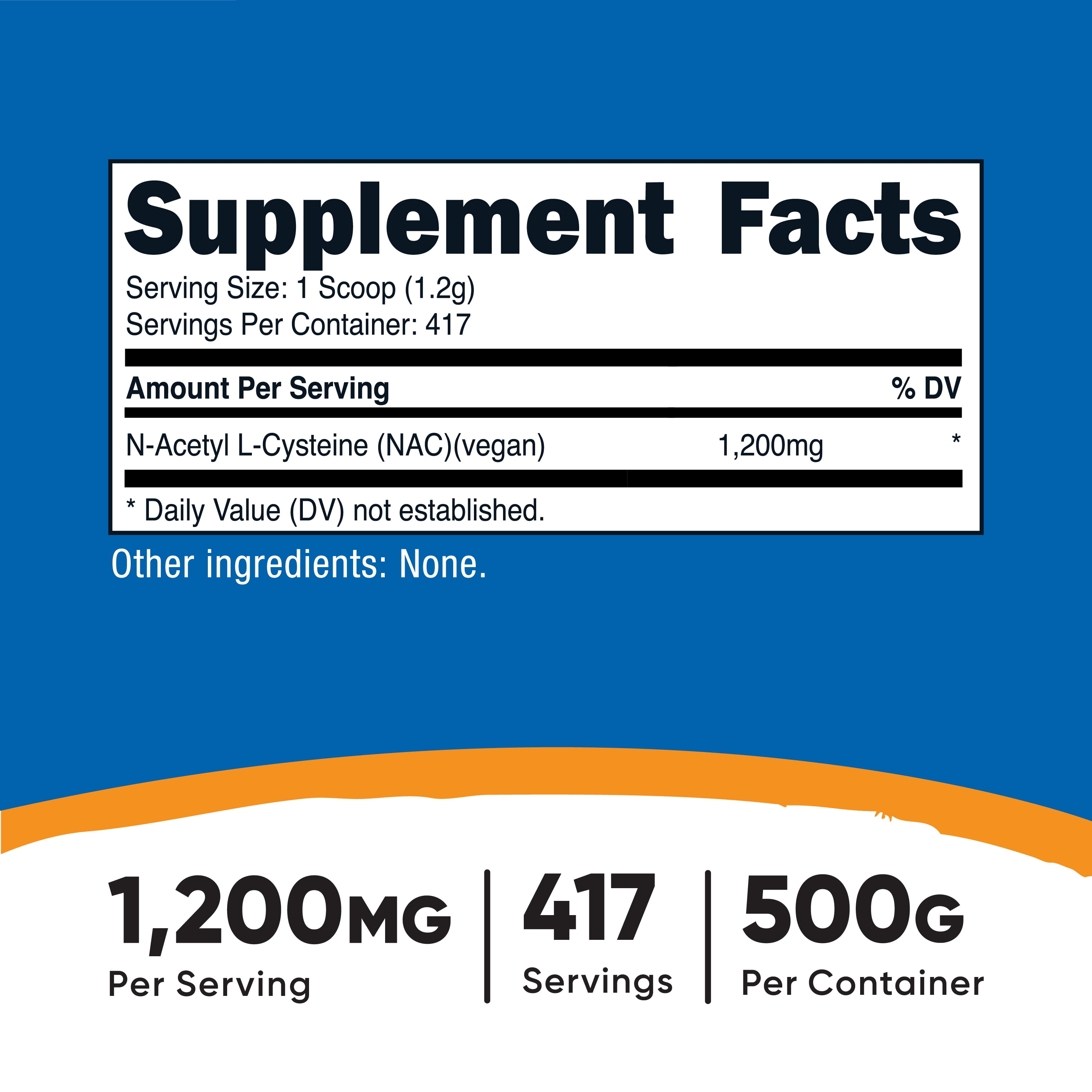 Nutricost N-Acetyl L-Cysteine (NAC) Powder Supplement, 500 Grams, 417 Servings