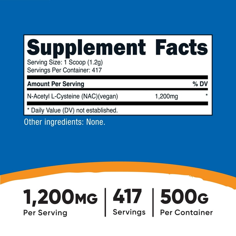 Free Shipping! Nutricost N-Acetyl L-Cysteine NAC Powder Supplement 500g  1200mg per Serving - Walmart.com