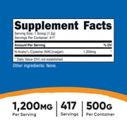 Nutricost N-Acetyl L-Cysteine (NAC) Powder Supplement, 500 Grams, 417 Servings