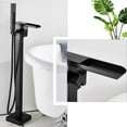 thumbnail image 3 of Matte Black Floor Mounted Bathtub Faucet Hand Shower Bathroom Free Standard, 3 of 13