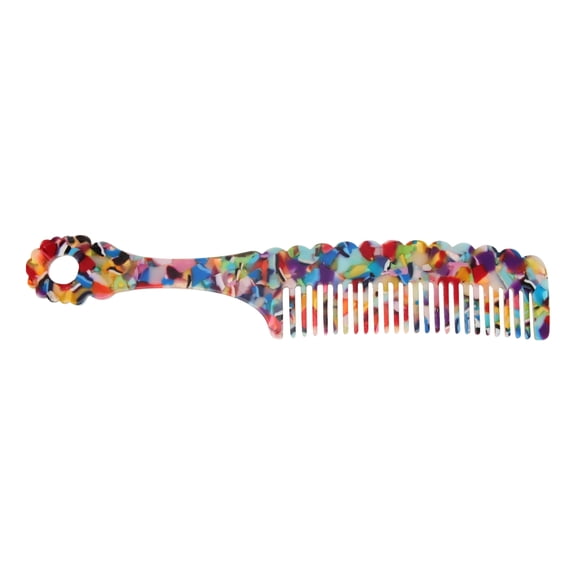 Unique Bargains 1 Pc Handle Wavy Hair Comb Assorted Color Acetate Sheet