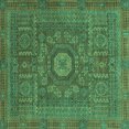 thumbnail image 1 of Ahgly Company Machine Washable Indoor Square Abstract Turquoise Blue Modern Area Rugs, 3' Square, 1 of 4