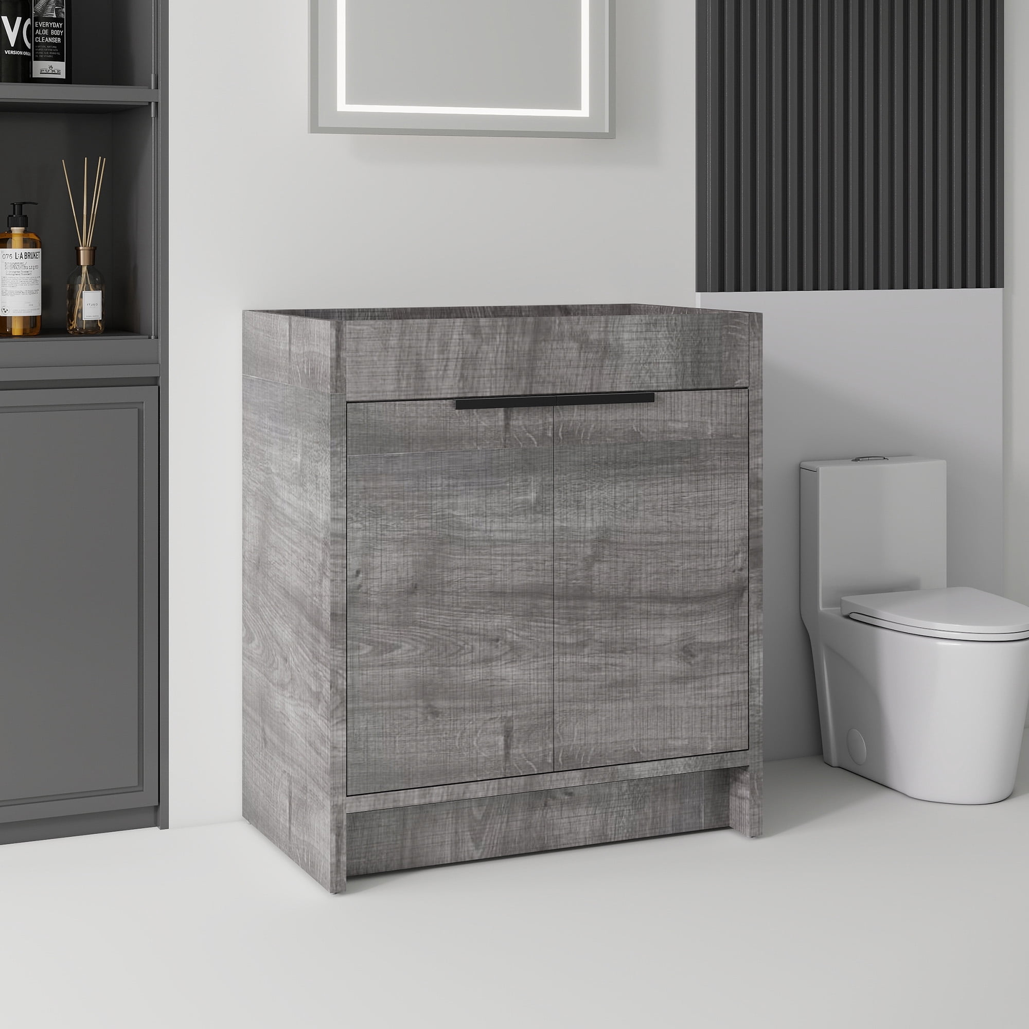 Leumius 30" Freestanding Bathroom Vanity Cabinet with Soft-Close Double Doors,Modern Bathroom Vanity,Spacious Interior Storage,Cabinet Only,Grey