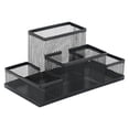 thumbnail image 2 of Mesh Desk Organizer - 4 Compartment Pen Holder - Office Desk Accessory Caddy - Multi Purpose Desk Tray - 1 Piece - Black, 2 of 8