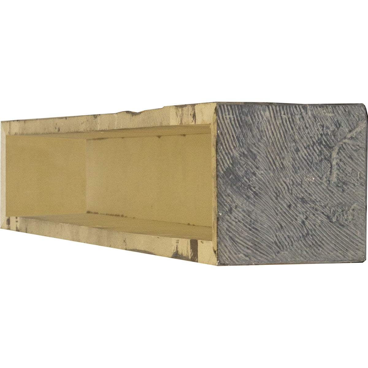 Ekena Millwork 4"H x 6"D x 36"W Pecky Cypress Faux Wood Fireplace Mantel, Aged Ash
