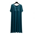 thumbnail image 2 of ATENAR Nightgowns for Women,Womens Dresses,Comfort Fit,Slip-On,Cotton,V Neck,Short Sleeve,Navy,XL, 2 of 3
