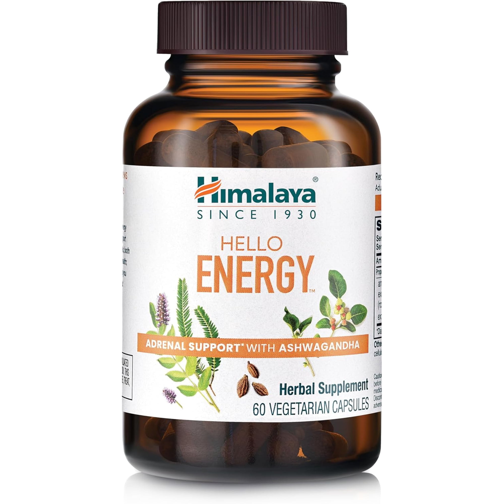 Himalaya Hello Energy Herbal Supplement with Ashwagandha, Amla, Daily Energy Support, Positivity, Metabolism, 60 Capsules