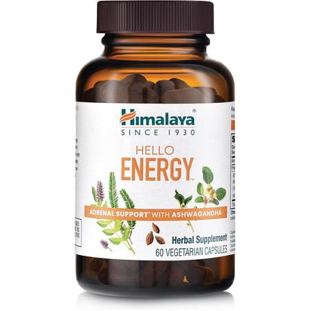 Himalaya Hello Energy Herbal Supplement with Ashwagandha, Amla, Daily Energy Support, Positivity, Metabolism, 60 Capsules