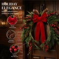 thumbnail image 4 of Christmas Wreath with Red Bows - Artificial Cedar Winter Wreath Decor, Farmhouse Holiday Wreath for Indoor Outdoor Christmas Decorations - 18'', 4 of 7