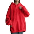 thumbnail image 2 of Dyfzdhu Oversized Hoodies for Women Casual Solid Color Long Sleeve Sweatshirt Hooded Pullover Red, 2 of 5
