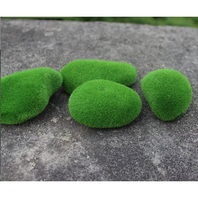 NETSENG 4PCS Artificial Green Moss Ball Crafting Hotel Faux Green Moss Floral Arrangements DIY Decoration Fake Stone Wall Decor Simulation Plant