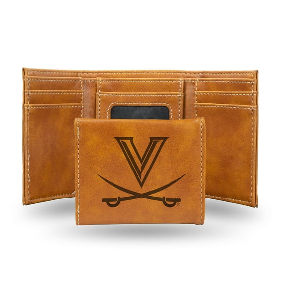 Virginia Cavaliers Brown Laser Engraved Tri-Fold Wallet - Men's Accessory