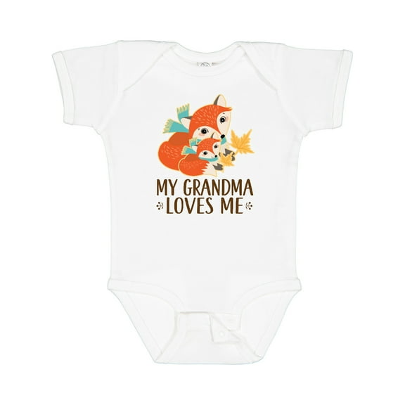 Inktastic Grandma Loves Me Woodland Fox Boys or Girls Baby Bodysuit