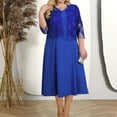 thumbnail image 2 of qolati Mother of The Bride Suits Plus Size Shorts Sleeve Swing Midi Dresses Long with Sheer Embroidered Cardigan Wedding Outfit Evening Cocktail Party 2 Piece Sets, 2 of 8