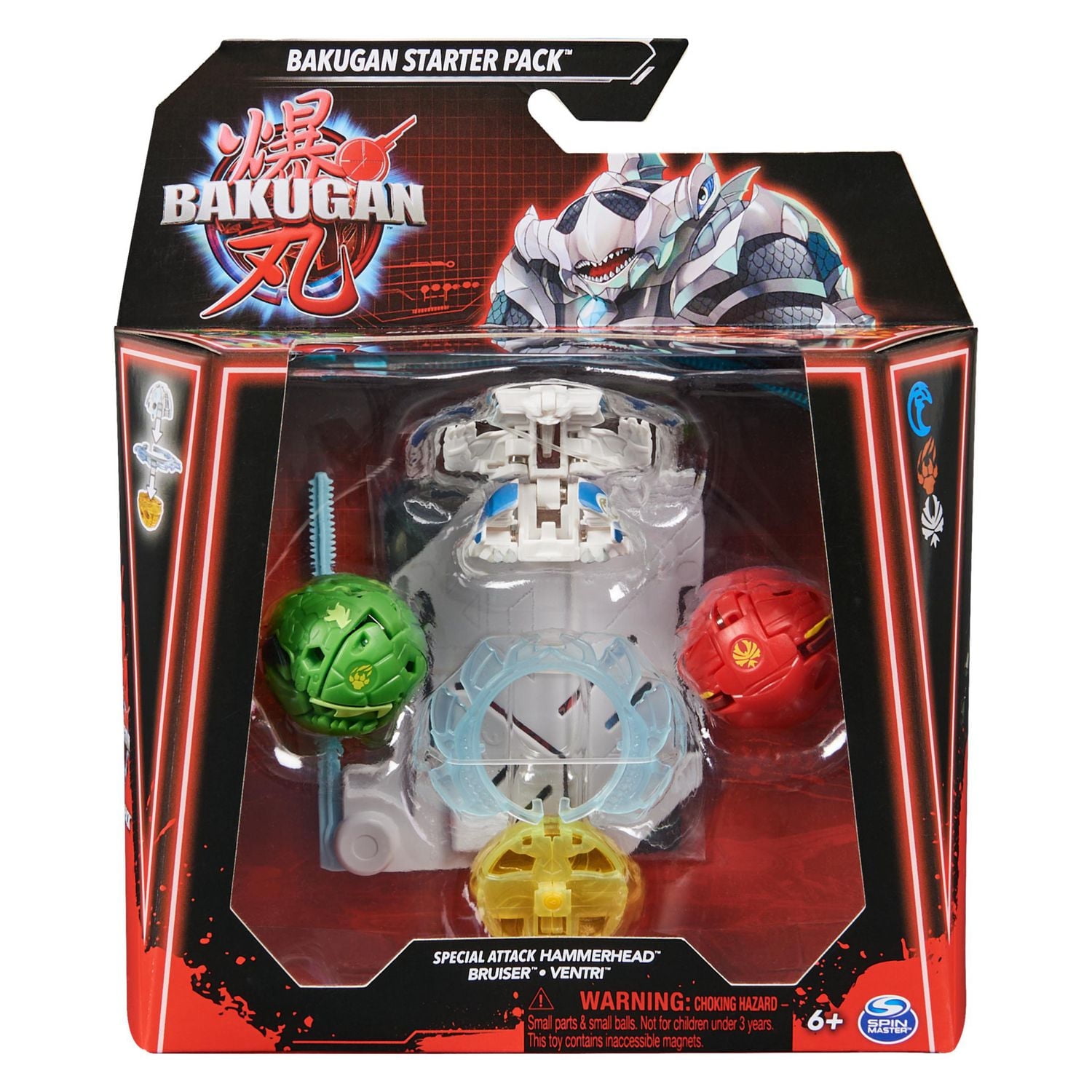 Bakugan Starter 3-Pack, Special Attack Mantid, Titanium Dragonoid, et Trox, figurines articulées personnalisables qui tournent et cartes à collectionner, jouets pour garçons et filles à partir de 6 an