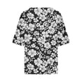 thumbnail image 4 of BangWanChi 3/4 Length Sleeve Womens Tops Plus Size Tunic Women's Ladies Fashion Casual Cropped 3/4 Sleeve Printing Cotton Loose Shirt Blouse Top, 4 of 5