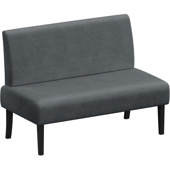 Small Comfy Sofa Mini Loveseat Couch 2-Seater Armless Sofa Chair, Corduroy Fabric & Easy Assembly, for Small Spaces Living Room,Bedroom,Dorm,Office, Dark Grey