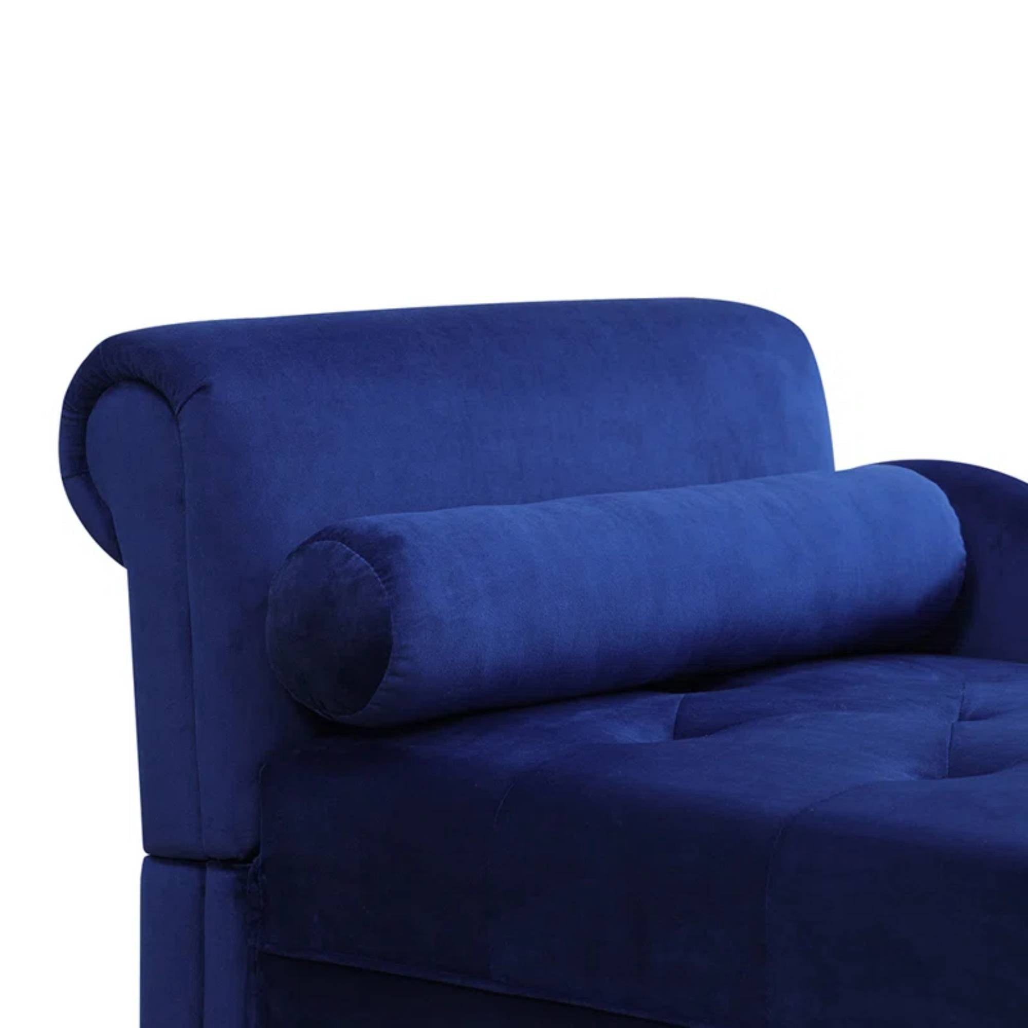 TrumanPick Chaise Lounge Indoor, Modern Velvet Lounge Chair Tufted Lounge Sofa for Living Room Bedroom, Blue