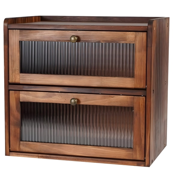 Double-Layer Pine Wood Bread Box, Flip Lid Bread Storage, Kitchen Pastry Organizer, Large Capacity, Easy Assembly, Natural Finish Bread Keeper