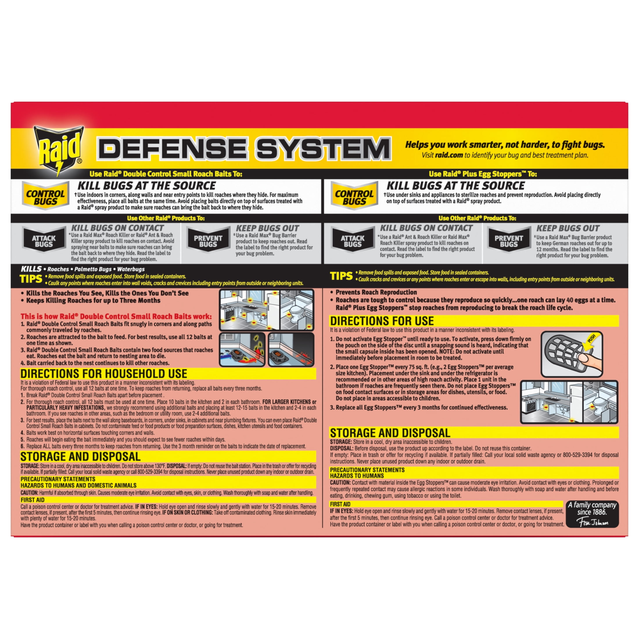 Raid Double Control Roach Baits with Egg Stoppers, 12 ct & 3 ct in