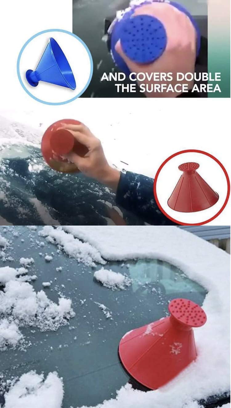 Thelma Miracle Cone Shaped Ice Scraper Pack of 4 Magical Car Windshield ICES Snow Remover Scrapers Tool Portable Round Funnel 