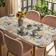 thumbnail image 3 of Happy Easter Table Cloths for 6 Foot Rectangle Tables, Spring Watercolor Rabbits Eggs Flower Beige Patio Waterproof Elastic Fitted Tablecloths, Washable Rectangular Table Cover for Camping, 3 of 8
