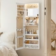 thumbnail image 4 of LUXFURNI Jewelry Armoire with LED Lights Wall/Door Mounted Full Length Mirror with Jewelry Storage White, 4 of 9
