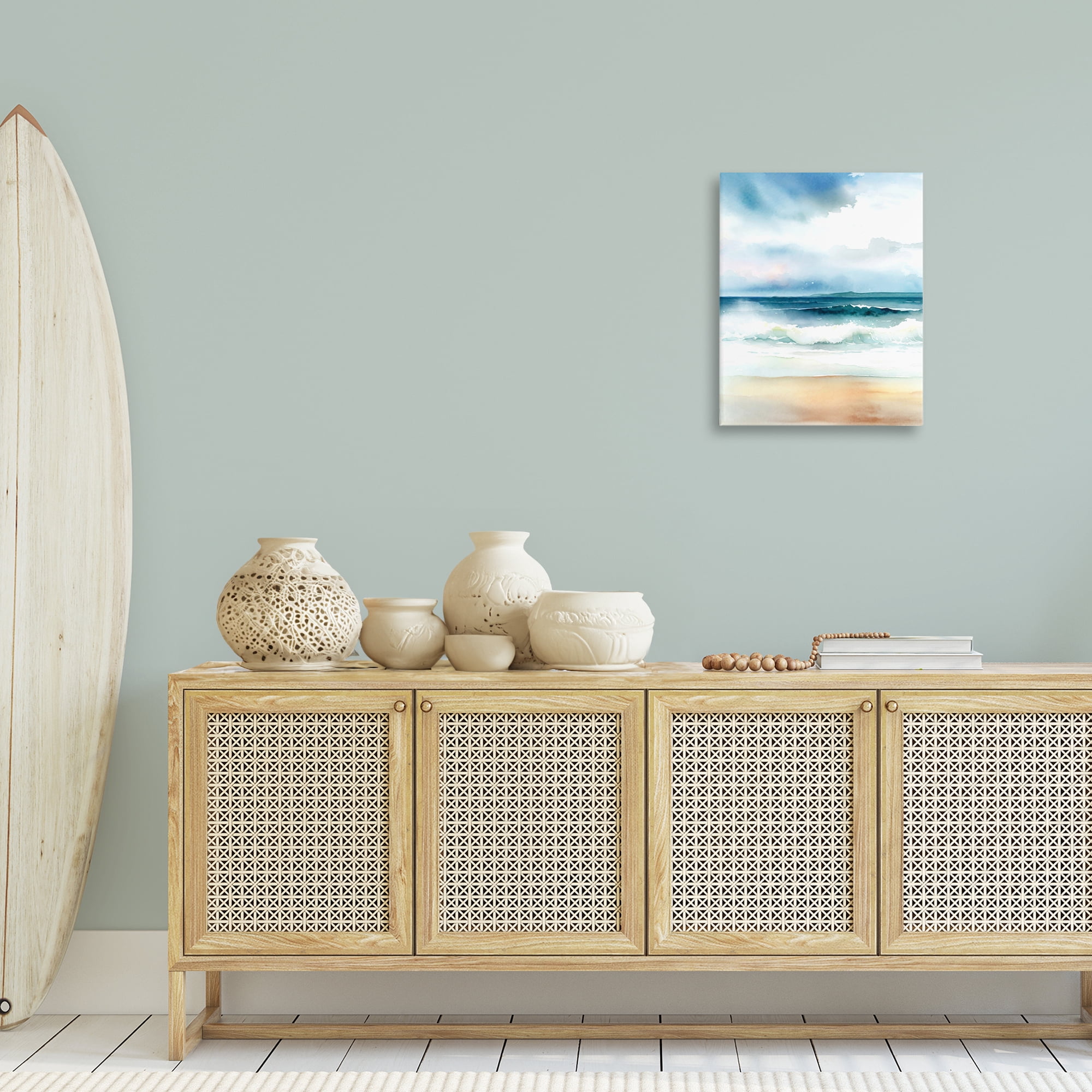 Stupell Industries Rolling Seaside Waves Coastal Painting Gallery Wrapped Canvas Art Print Wall Art, 16 x 20