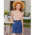 thumbnail image 7 of Arshiner Girls Ruffle Short Sleeve Shirts Cute Summer Frill Neck Pleated Textured Blouse Tops, 7 of 7