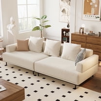 NessCarsti Modular Sectional Sofa for Living Room, 109.4" Wide Mid-Century Modern Fabric Couch with Cozy Seating, Suitable for Living Room, Bedroom & Daily Relaxation - Beige